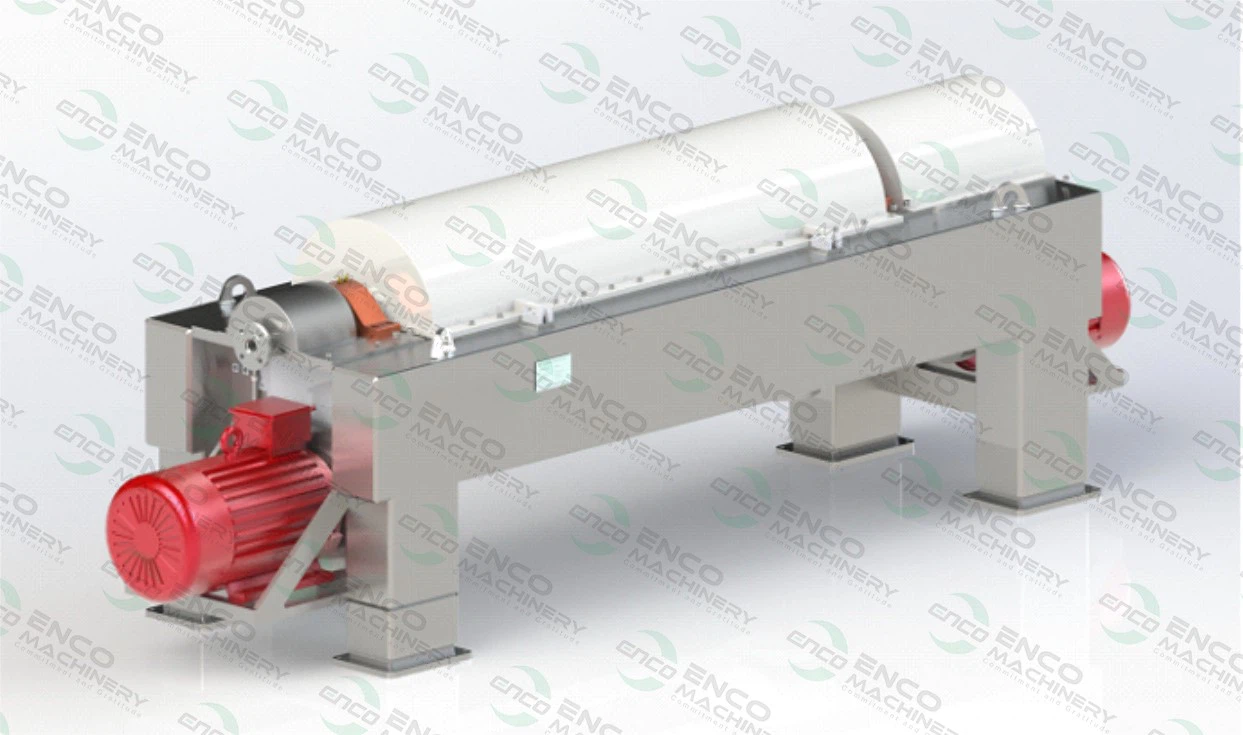 Horizontal spiral sedimentation centrifuge
